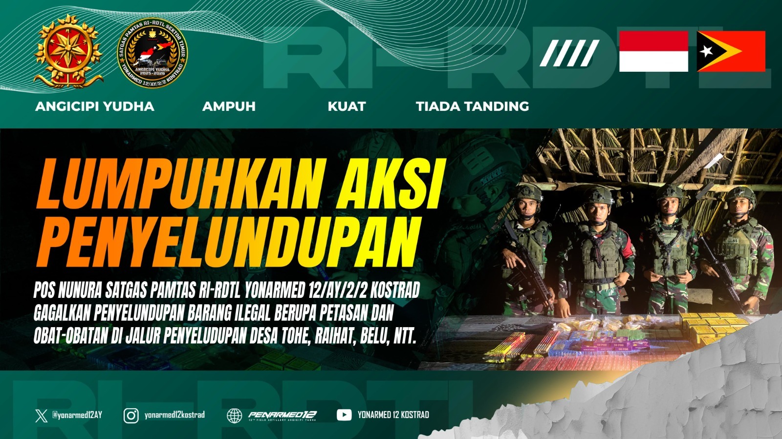 Satgas Pamtas Yonarmed 12 Kostrad Gagalkan Penyelundupan Barang Ilegal ...